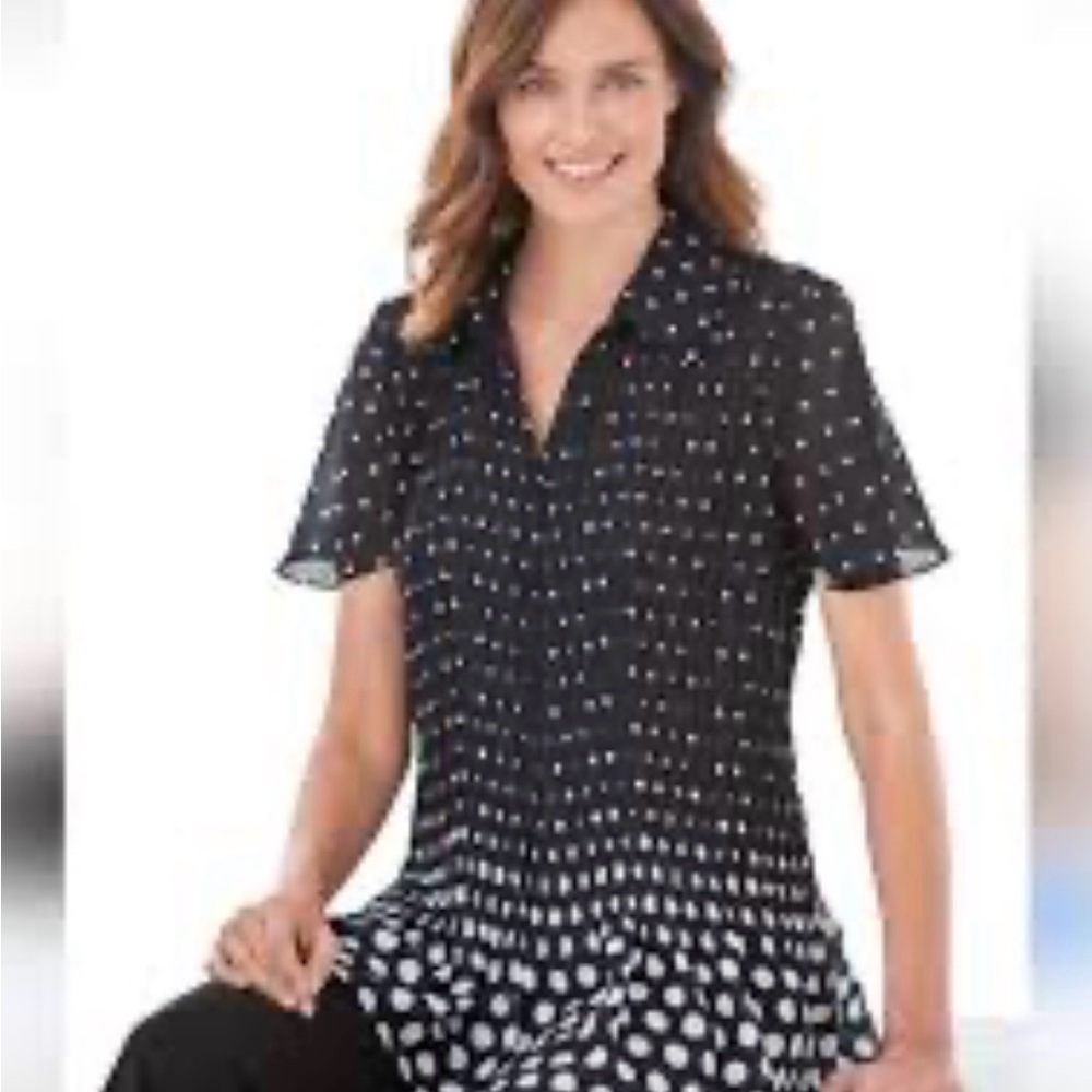 NWOT Woman Within Polka Dot Short Sleeve Women's Top Size 18/20